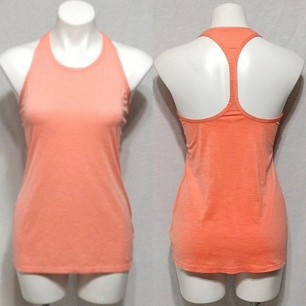 Athleta Orange Textured Racerback Yoga Zumba Workout Tank XS Sporty Chic